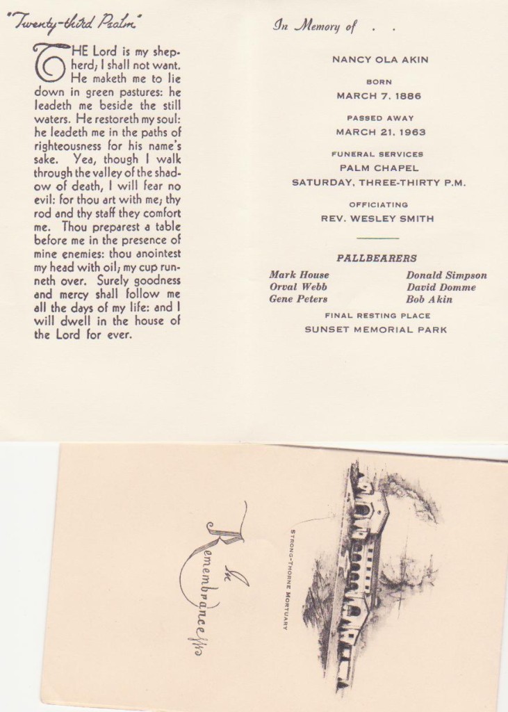 Nancy Ola Akin memorial